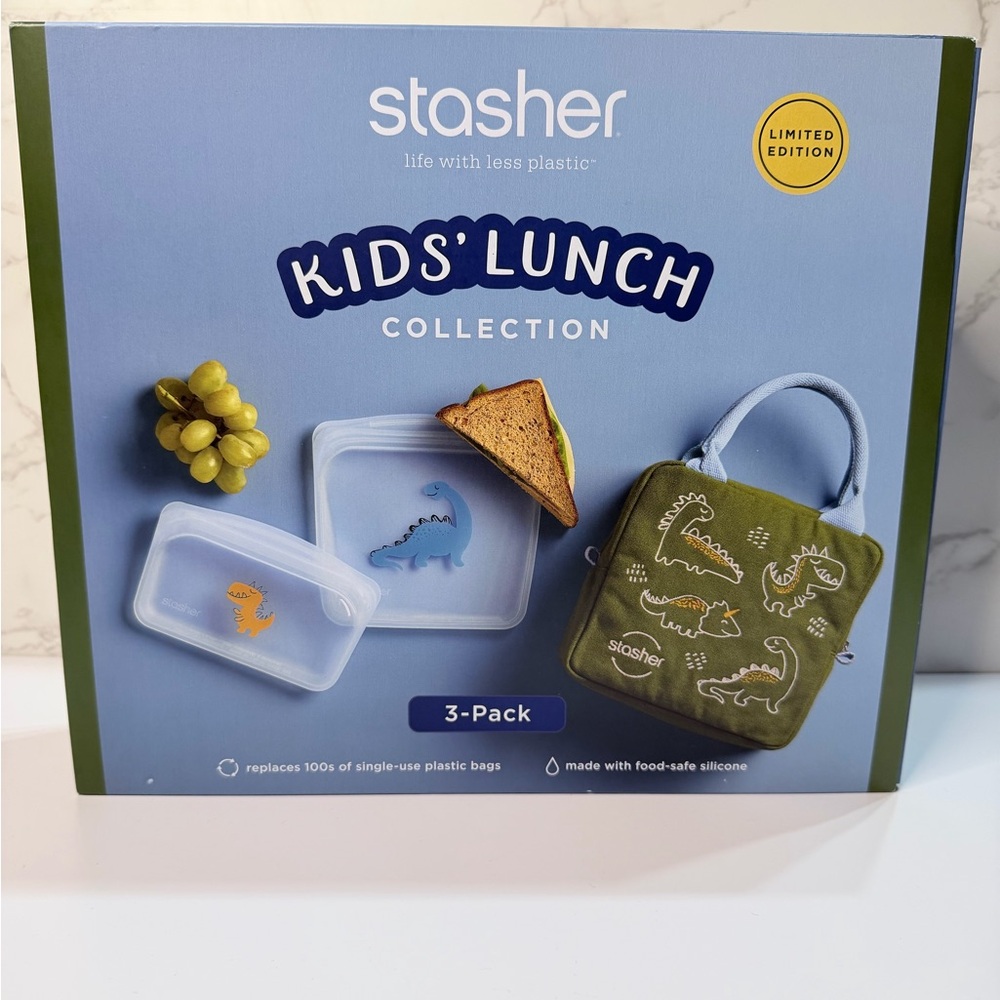 Stasher Kids' Lunch Collection - Blue & Olive 3-Pack